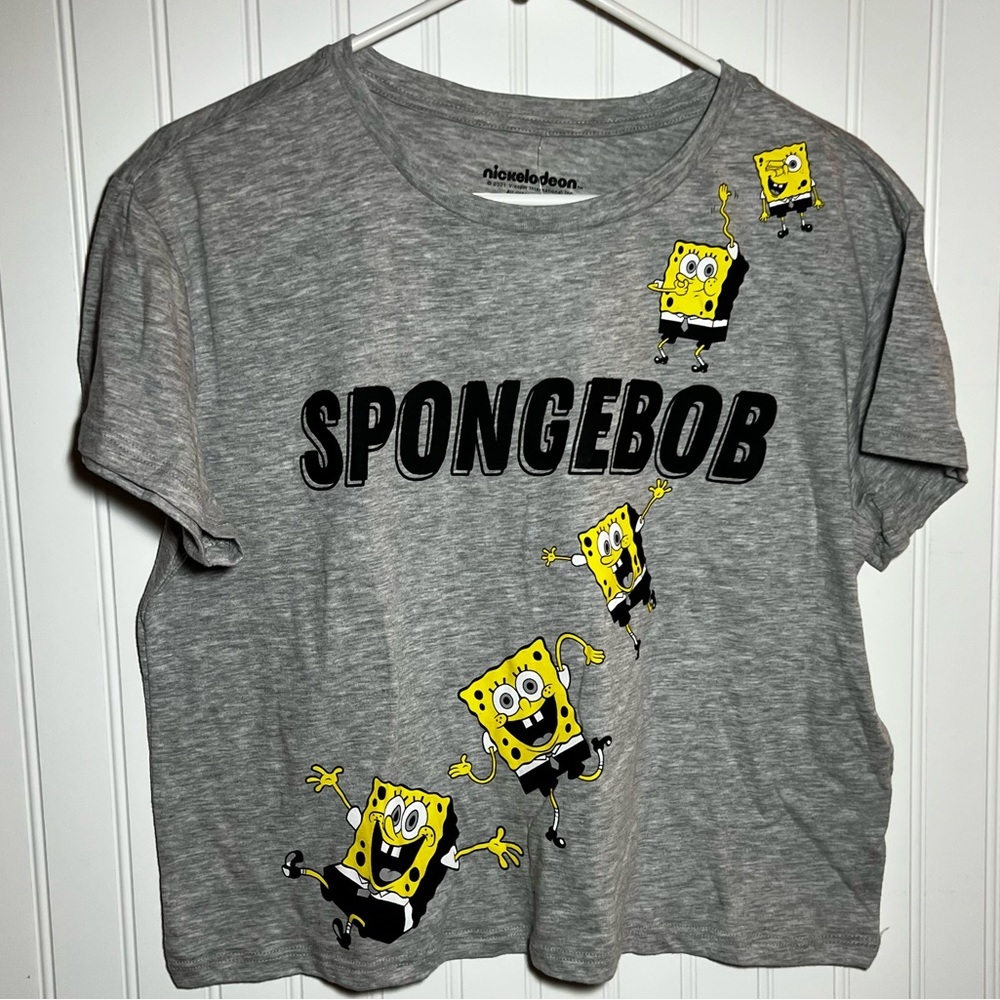 NWT Nickelodeon Spongebob Grey Crop Top Size L